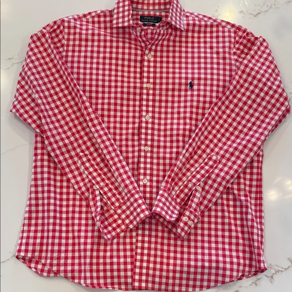 Polo by Ralph Lauren Pink and White Checkered Shirt Large